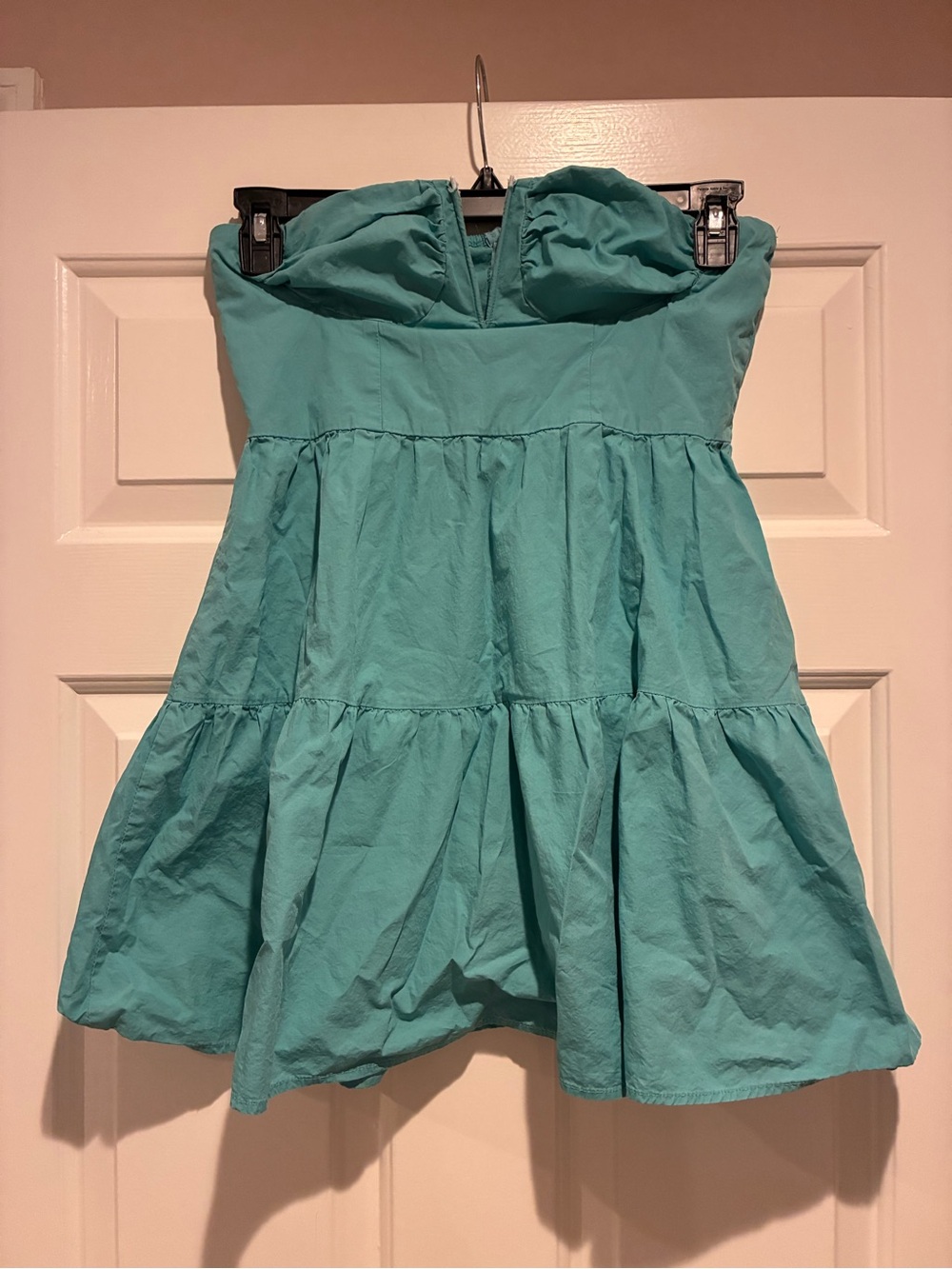 Strapless Teal Tiered Dress